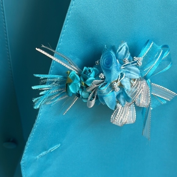 Mens Vesuvio Napoli Italian Design Dress Vest Turquoise Aqua Blue Suit/Tux Small - Picture 10 of 12